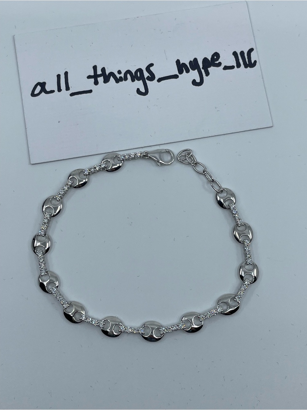 1.5CT Lab Diamond Puff Mariner Link Bracelet Sterling Silver .925 8” Adjustable